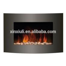 curved and pebble wall decorative fireplace